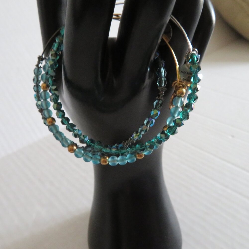 🔥HP🔥 Alex and Ani Set of 3 Sea Green/Aqua Beaded Bracelets, EUC - Picture 5 of 6